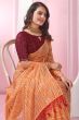 Orange Georgette Foil Print Saree  
