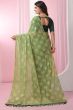 Green Georgette Foil Print Saree  