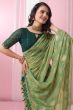 Green Georgette Foil Print Saree  