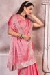 Salmon Pink Embroidered Chiffon Saree