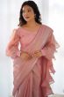 Peach Organza Ruffle Saree 