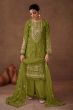 Pear Green Embroidered Organza Suit Set