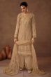 Dark Beige Embroidered Organza Suit Set