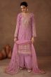 Onion Pink Embroidered Organza Suit Set