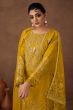 Mustard Yellow Embroidered Organza Suit Set