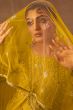 Mustard Yellow Embroidered Organza Suit Set