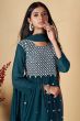 Teal Green Embroidered Georgette Gharara Suit