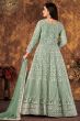 Pastel Green Net Churidar Anarkali Suit 