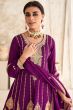 Purple Embroidered Silk Punjabi Suit
