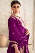 Purple Embroidered Silk Punjabi Suit
