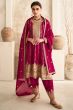 Red Embroidered Silk Punjabi Suit