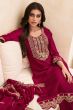 Hot Pink Embroidered Suit Silk Set