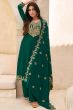 Teal Green Embroidered Suit Silk Set