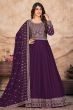 Purple Sequence Embroidered Art Silk Anarkali Suit.