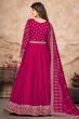 Hot Pink Sequence Embroidered Art Silk Anarkali Suit.