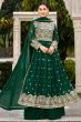 Green Zari Embroidered Georgette Palazzo Suit