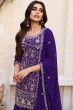 Dark Purple Embroidered Georgette Gharara Suit