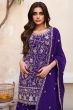Dark Purple Embroidered Georgette Gharara Suit