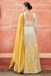 Off White And Yellow Georgette Embroidered Festive Anarkali Suit