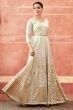 Off White And Peach Georgette Embroidered Festive Anarkali Suit
