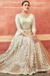 Off White And Peach Georgette Embroidered Festive Anarkali Suit