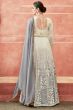 Off White And Grey Georgette Embroidered Festive Anarkali Suit