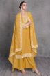 Yellow Sequence Embroidery Silk Palazzo Suit