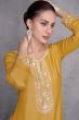 Yellow Sequence Embroidery Silk Palazzo Suit