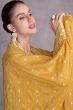 Yellow Sequence Embroidery Silk Palazzo Suit