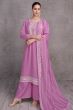 Lilac Purple Sequence Embroidery Silk Palazzo Suit