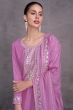 Lilac Purple Sequence Embroidery Silk Palazzo Suit