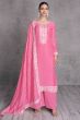 Pink Sequence Embroidery Silk Palazzo Suit