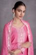 Pink Sequence Embroidery Silk Palazzo Suit