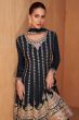 Blue Chinnon Embroidered Suit Set