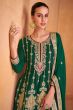 Dark Green Chinnon Embroidered Suit Set