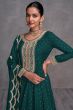 Dark Green Embroidered Flared Style Georgette Sharara Suit