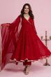 Red Georgette Angrakha Suit