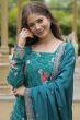 Teal Blue Chinnon Kurti Palazzo Set with Embroidered Dupatta