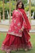 Bright Pink Chinnon Kurti Palazzo Set with Embroidered Dupatta