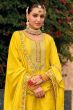 Yellow Chinnon Embroidered Sequins Palazzo Suit 