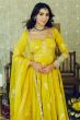 Yellow Sequins Embroidered Chinnon Anarkali Dress