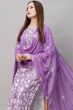 Purple Cotton Printed Kurta Set