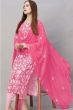 Pink Cotton Printed Kurta Set