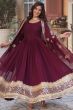 Maroon Sequins Embroidered Georgette Anarkali Suit