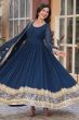 Blue Embroidered Georgette Anarkali Suit