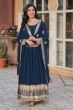 Blue Embroidered Georgette Anarkali Suit