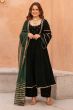 Dark Green Embroidered Velvet Pakistani Suit