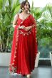 Red Georgette Embroidered Suit