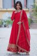 Red Georgette Sequins Embroidered Anarkali Suit 
