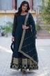 Teal Blue Georgette Sequins Embroidered Anarkali Suit 